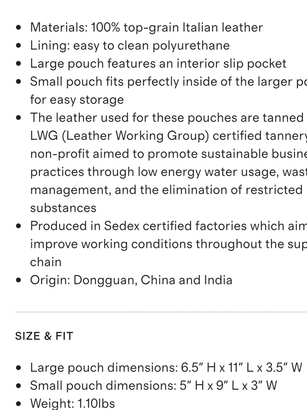 Quince Italian Leather cosmetic travel set